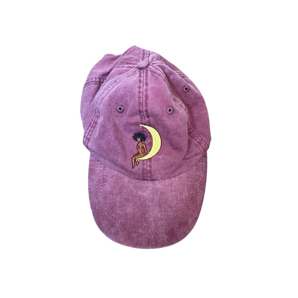 Adams LOTM Hat Cap Strap Back Purple Moon Girl Afro Embroidered Dad Mens